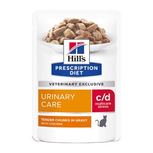 Hill's вет. консервы влажный диетический корм для кошек c/d Multicare Urinary Stress при профилактике цистита и мочекаменной болезни (мкб), в том числе вызванные стрессом, с курицей (1,02 кг)
