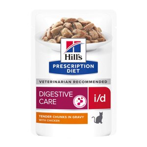 Hill's вет. консервы влажный диетический корм для кошек i/d при расстройствах пищеварения, жкт, с курицей (85 г)