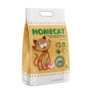 Homecat наполнитель комкующийся наполнитель для кошачьих туалетов с ароматом персика (5,1 кг)