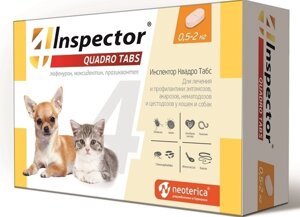 Inspector таблетки Quadro для кошек и собак 0,5-2 кг, от глистов, насекомых, клещей (13 г)