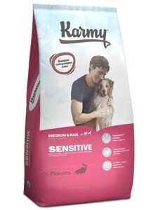 Karmy сухой корм для собак средних и крупных пород с чувствительным пищеварением с лососем (14 кг)