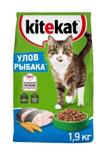 Kitekat сухой полнорационный корм для взрослых кошек "Улов рыбака"1,9 кг)