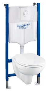 Комплект Grohe Solido 39117000 подвесной унитаз + инсталляция + кнопка