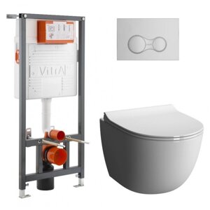 Комплект VitrA Sento Hygiene 9830B003-7207 подвесной унитаз + инсталляция + кнопка