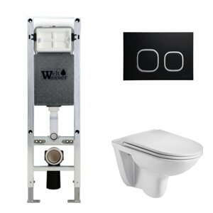 Комплект Weltwasser 10000006500 унитаз Baarbach 004 GL-WT + инсталляция + кнопка Amberg RD-BL