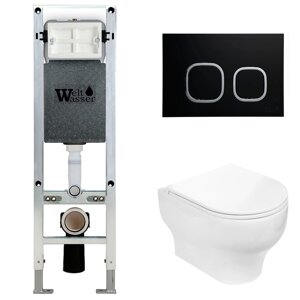 Комплект Weltwasser 10000006506 унитаз Erlenbach 004 GL-WT + инсталляция + кнопка Amberg RD-BL