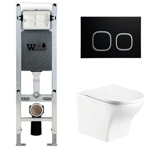 Комплект Weltwasser 10000006563 унитаз Odenbach 004 GL-WT + инсталляция + кнопка Amberg RD-BL