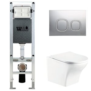 Комплект Weltwasser 10000006565 унитаз Odenbach 004 GL-WT + инсталляция + кнопка Amberg RD-MT CR