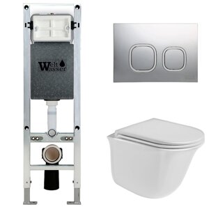 Комплект Weltwasser 10000006588 унитаз Telbach 004 GL-WT + инсталляция + кнопка Amberg RD-CR