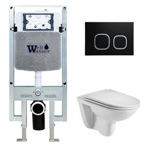 Комплект Weltwasser 10000006679 унитаз Baarbach 004 GL-WT + инсталляция + кнопка Amberg RD-BL