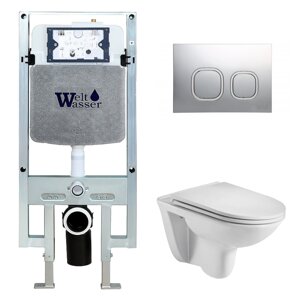 Комплект Weltwasser 10000006680 унитаз Baarbach 004 GL-WT + инсталляция + кнопка Amberg RD-CR