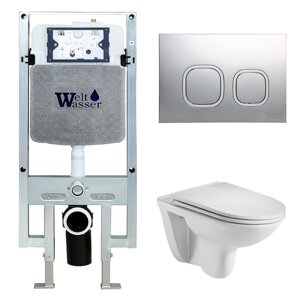 Комплект Weltwasser 10000006681 унитаз Baarbach 004 GL-WT + инсталляция + кнопка Amberg RD-MT CR