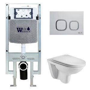 Комплект Weltwasser 10000006682 унитаз Baarbach 004 GL-WT + инсталляция + кнопка Amberg RD-WT