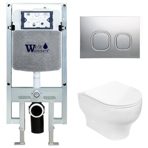 Комплект Weltwasser 10000006685 унитаз Erlenbach 004 GL-WT + инсталляция + кнопка Amberg RD-MT CR