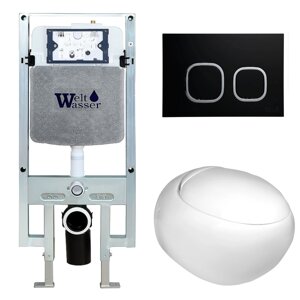 Комплект Weltwasser 10000006711 унитаз Jeckenbach 004 GL-WT + инсталляция + кнопка Amberg RD-BL