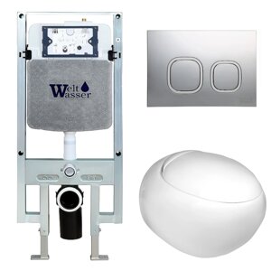 Комплект Weltwasser 10000006712 унитаз Jeckenbach 004 GL-WT + инсталляция + кнопка Amberg RD-CR