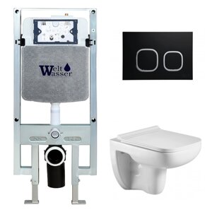 Комплект Weltwasser 10000006715 унитаз Kehlbach 004 GL-WT+ инсталляция + кнопка Amberg RD-BL