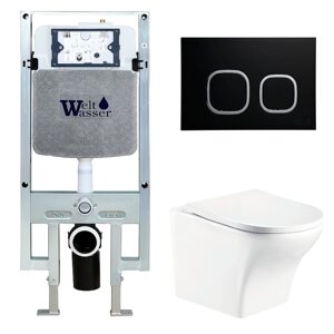 Комплект Weltwasser 10000006739 унитаз Odenbach 004 GL-WT + инсталляция + кнопка Amberg RD-BL