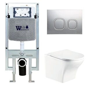 Комплект Weltwasser 10000006741 унитаз Odenbach 004 GL-WT + инсталляция + кнопка Amberg RD-MT CR