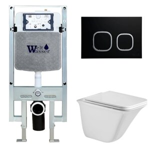 Комплект Weltwasser 10000006743 унитаз Rotbach 004 GL-WT + инсталляция + кнопка Amberg RD-BL