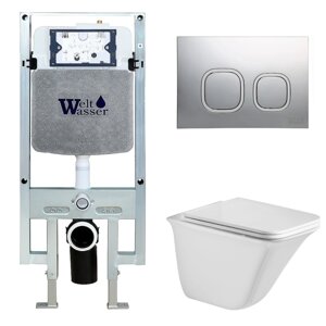 Комплект Weltwasser 10000006744 унитаз Rotbach 004 GL-WT + инсталляция + кнопка Amberg RD-CR