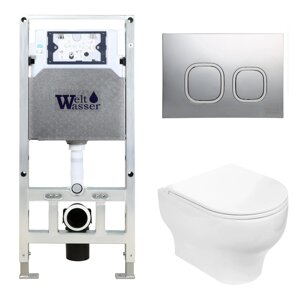 Комплект Weltwasser 10000006861 унитаз Erlenbach 004 GL-WT + инсталляция + кнопка Amberg RD-MT CR