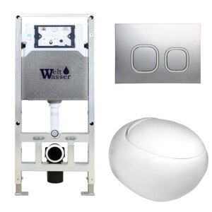 Комплект Weltwasser 10000006888 унитаз Jeckenbach 004 GL-WT + инсталляция + кнопка Amberg RD-CR