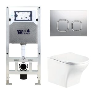 Комплект Weltwasser 10000006916 унитаз Odenbach 004 GL-WT + инсталляция + кнопка Amberg RD-CR