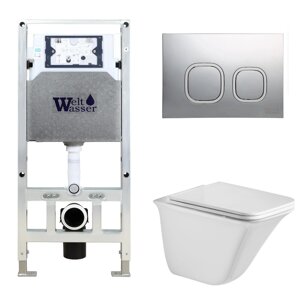 Комплект Weltwasser 10000006921 унитаз Rotbach 004 GL-WT + инсталляция + кнопка Amberg RD-MT CR