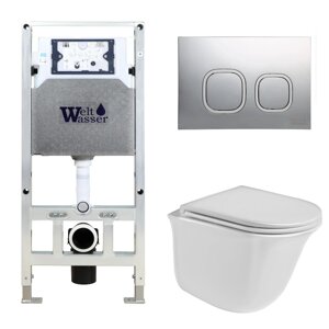 Комплект Weltwasser 10000006941 унитаз Telbach 004 GL-WT + инсталляция + кнопка Amberg RD-MT CR