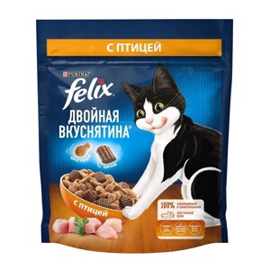 Корм Felix двойная Вкуснятина для взрослых кошек, с птицей (600 г)