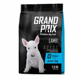 Корм Grand Prix полнорационный сбалансированный, для щенков и юниоров средних пород, с ягненком и рисом (12 кг)