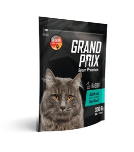 Корм Grand Prix полнорационный сбалансированный, для стерилизованных кошек, с кроликом и рисом (300 г)