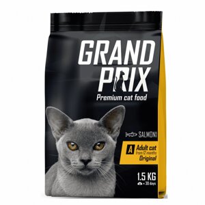Корм Grand Prix полнорационный сбалансированный, для взрослых кошек всех пород, с лососем и рисом (300 г)