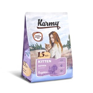 Корм Karmy сухой корм для беременных и кормящих кошек и котят в возрасте до 1 года с индейкой (1,5 кг)