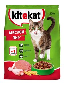 Корм Kitekat сухой полнорационный корм для взрослых кошек «Мясной Пир»350 г)