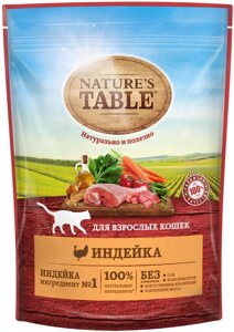 Корм Nature's Table сухой корм для кошек, «Индейка»1,1 кг)