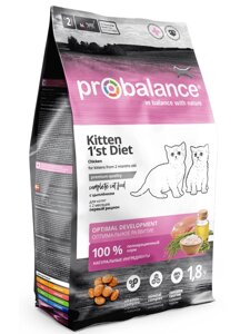 Корм Probalance для котят, первый рацион с 2 месяцев, с цыпленком (1,8 кг)