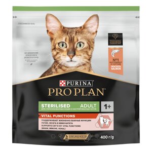 Корм Purina Pro Plan для стерилизованных кошек и кастрированных котов, для поддержания органов чувств, с высоким содержанием лосося (1,5 кг)