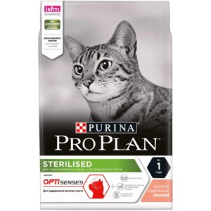 Корм Purina Pro Plan для стерилизованных кошек и кастрированных котов, для поддержания органов чувств, с высоким содержанием лосося (10 кг)