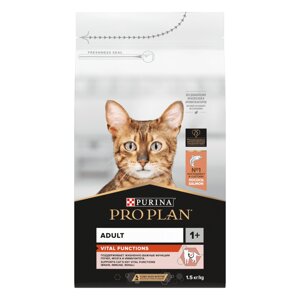 Корм Purina Pro Plan для взрослых кошек, с высоким содержанием лосося (1,5 кг)