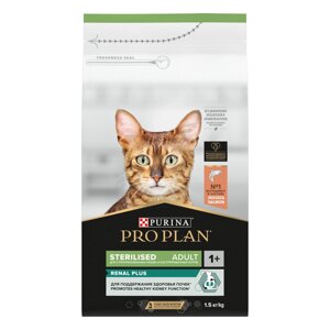 Корм Purina Pro Plan для взрослых стерилизованных кошек и кастрированных котов, с высоким содержанием лосося (10 кг)