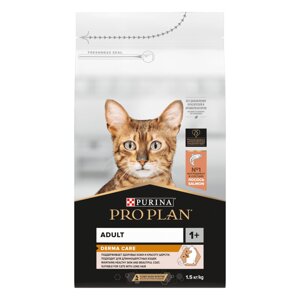 Корм Purina Pro Plan для здоровья шерсти и кожи взрослых кошек, с высоким содержанием лосося (1,5 кг)
