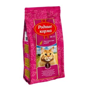 Корм Родные корма сухой корм для взрослых кошек, с мясным рагу (10 кг)