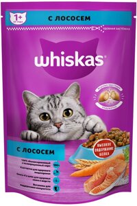 Корм Whiskas сухой корм для взрослых кошек «Подушечки с паштетом. Обед с лососем»1,9 кг)