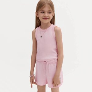 Майка детская, р. 116 см, для девочек, в рубчик, хлопок/спандекс, розовая, Eloise