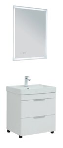 Мебель для ванной Aquanet Ирис new 60 белый глянец, 2 ящика, напольная