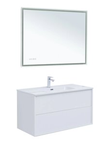 Мебель для ванной Aquanet Lino 100 (Flat) подвесная, белый глянец