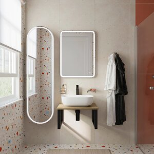 Мебель для ванной DIWO Элиста 60 подвесная, черный муар/светлое дерево (раковина Moduo 50 Square)