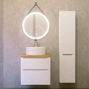 Мебель для ванной Jorno Wood 60, белая, светлая столешница